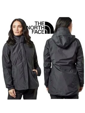 TheNorthFace Black Cinch Waist Waterproof Shell Hidden Hood Raincoat Jacket (S)